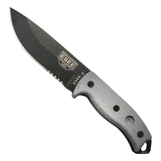 Esee 5 Serrated Edge Black - Black Kydex Sheath - Tactical Edge