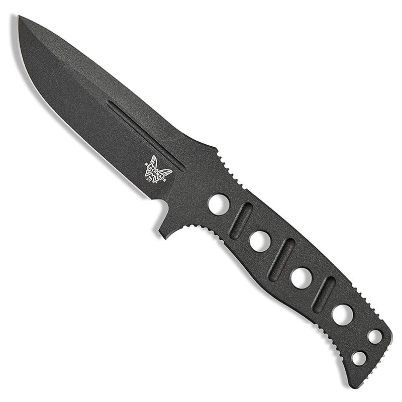 Benchmade 375BK-1 Sibert Fixed Adamas knife with black drop-point blade and MOLLE-compatible sheath system