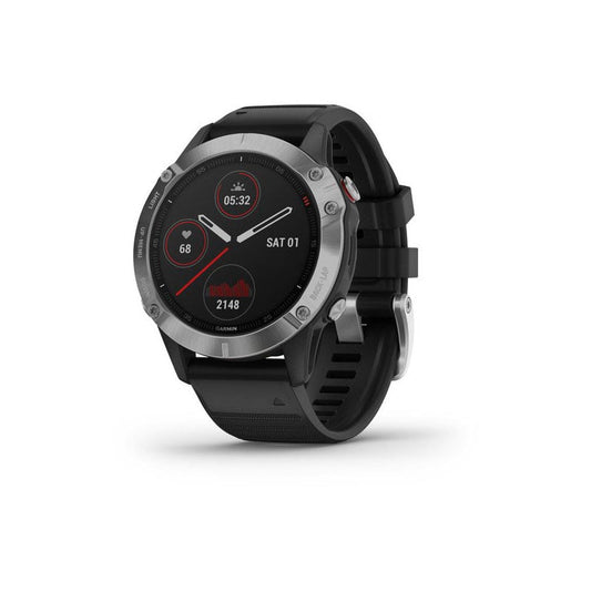 Garmin Fenix 6 Multisport Fitness Watch - Silver with Black Band - Tactical Edge