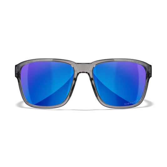 Wiley X Trek Gloss Crystal Dark Grey Frame Captivate Polarized Blue Mirror Lens