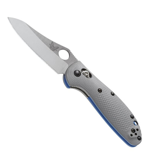 Benchmade 555-1 Mini Griptillian Satin Finish Sheepsfoot Blade Plain Edge, Gray G10 Handle - Tactical Edge
