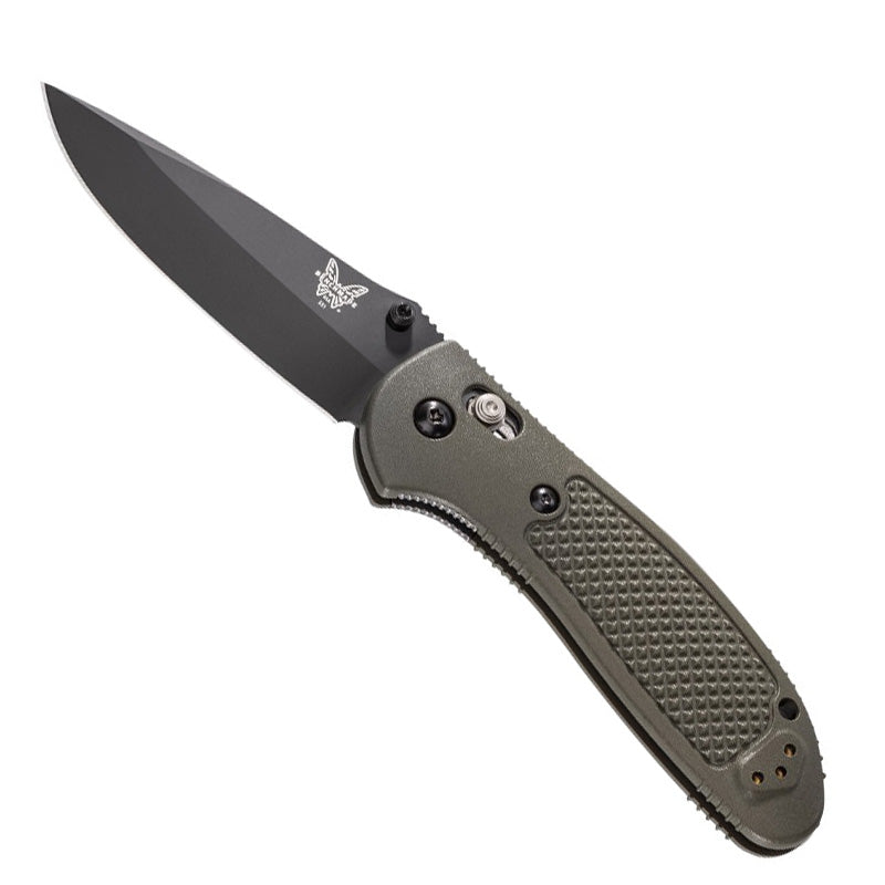 Benchmade 551BKOD Griptilian folding knife with black coated blade and olive nylon handle
