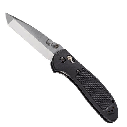 Benchmade 553 Griptilian folding knife with black handle and satin tanto blade