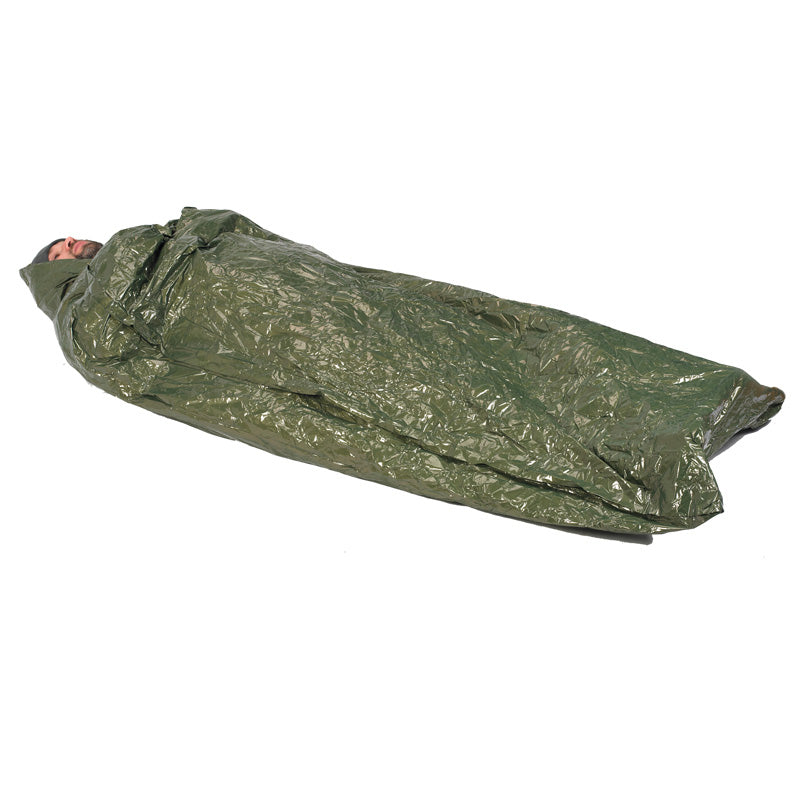 NDuR olive drab and silver reversible emergency survival blanket folded compact for storage