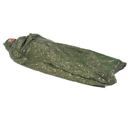 NDuR olive drab and silver reversible emergency survival blanket folded compact for storage