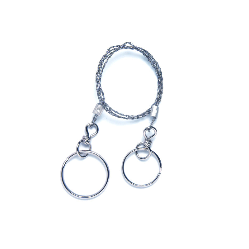NDuR wire saw with stainless steel cutting wire and split ring attachment points for survival cutting tasks