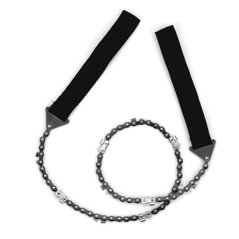 NDuR survival chain saw with black nylon handles and bi-directional cutting chain