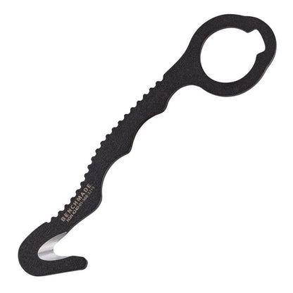 Benchmade 8 BLKW black safety cutter rescue hook with coated 440C steel blade and hook pouch sheath