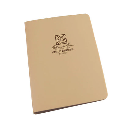 Rite in the Rain tan tactical ring binder with 6-ring Franklin Covey system and built-in measurement tools