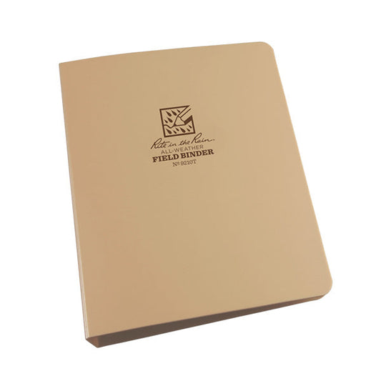 Rite in the Rain tan 1 inch 6-ring binder with weather-resistant Polydura cover for field documentation