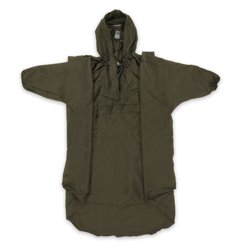 Snugpak Patrol Poncho in olive green with adjustable hood and chest pocket for waterproof protection