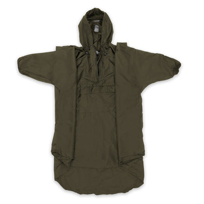 Snugpak Patrol Poncho in olive green with adjustable hood and chest pocket for waterproof protection
