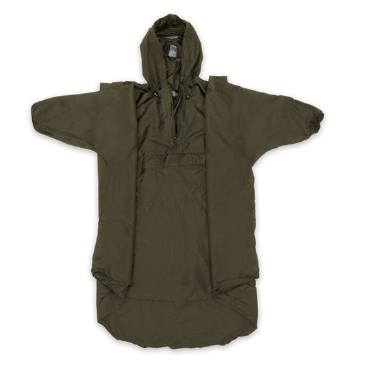 Snugpak Patrol Poncho in olive green with adjustable hood and chest pocket for waterproof protection