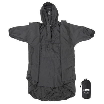 Snugpak Patrol Poncho in black with adjustable hood and chest map pocket for tactical weather protection