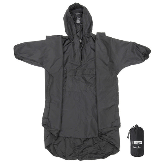Snugpak Patrol Poncho in black with adjustable hood and chest map pocket for tactical weather protection