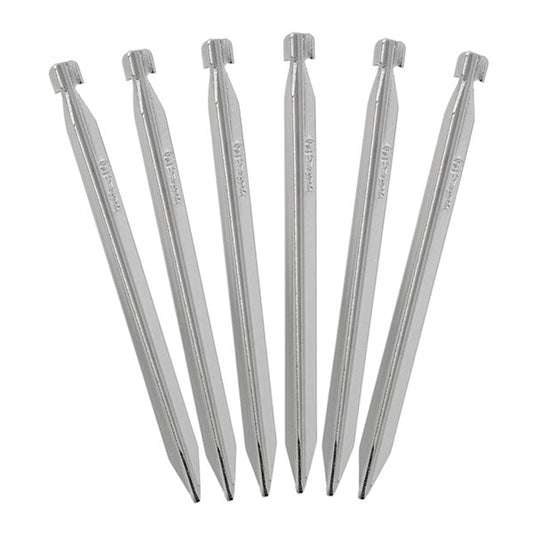 Snugpak tent stakes 6 pack showing six 7-inch ground anchoring stakes