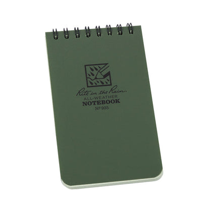 Rite in the Rain 3x5 olive drab tactical notebook with top spiral binding and Universal grid pages