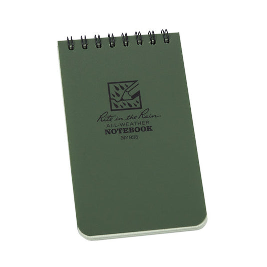 Rite in the Rain 3x5 olive drab tactical notebook with top spiral binding and Universal grid pages