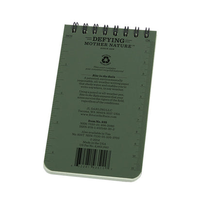 Rite In The Rain 3" X 5" Top Spiral Notebook Olive Drab - Tactical Edge