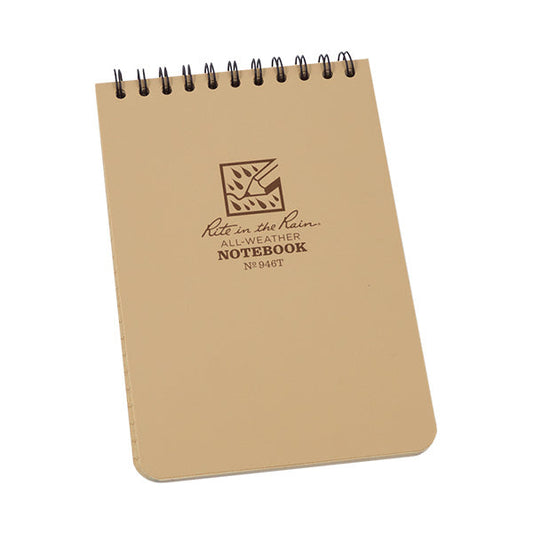 Rite in the Rain 4x6 top spiral notebook in tactical tan color with weatherproof pages