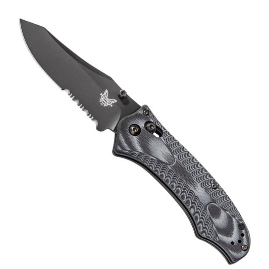 Benchmade 950SBK Osborne Rift folding knife with black coated reverse tanto blade and gray textured G10 handle scales