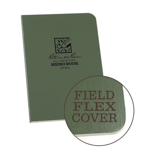 Rite in the Rain olive drab waterproof pocket memo book with Field-Flex cover and rounded corners