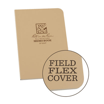Rite in the Rain tan pocket memo book with soft Field-Flex cover and round corners for field documentation