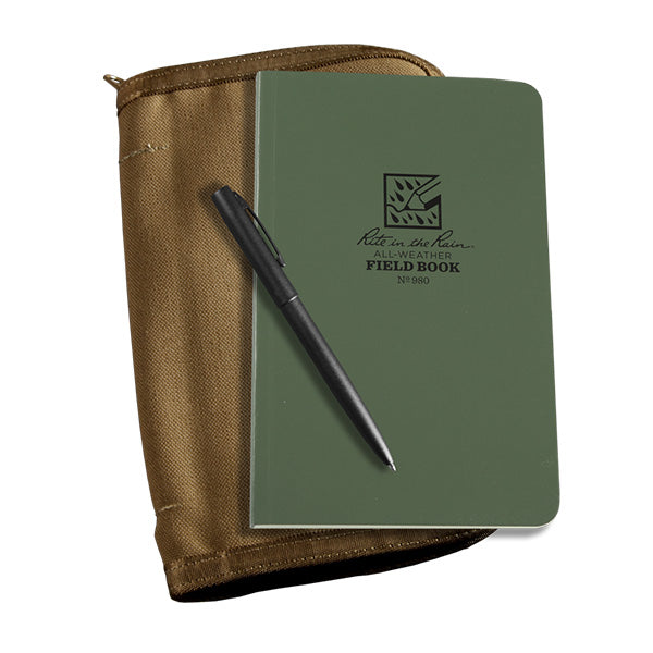 Rite in the Rain Tactical Field Book Kit in olive drab with weatherproof notebook, tactical pen, and CORDURA cover