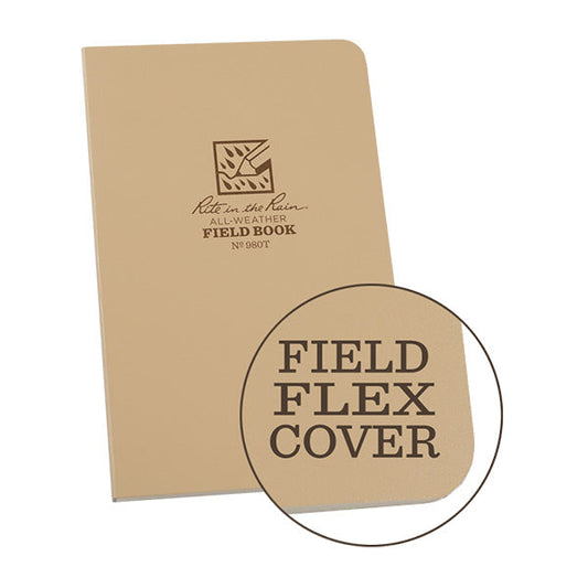 Rite in the Rain tan tactical field book with Field-Flex cover and perforated all-weather pages