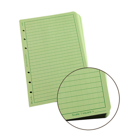 Rite in the Rain Universal Loose Leaf sheets in olive drab packaging showing weatherproof paper with 6-hole punch