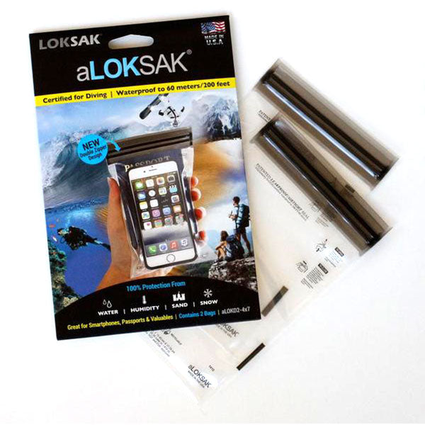 ALOKSAK 4x7 inch clear waterproof bags 2-pack for large smartphones and electronics protection