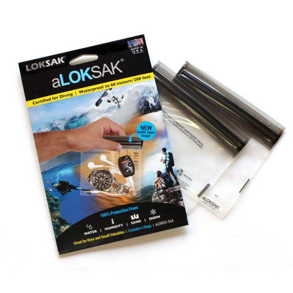 ALOKSAK 5x4 inch clear waterproof storage bags two pack for small gear protection
