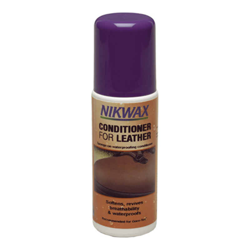 Nikwax Liquid Conditioner bottle with sponge applicator for leather boot care and conditioning
