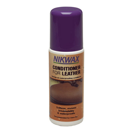Nikwax Liquid Conditioner bottle with sponge applicator for leather boot care and conditioning