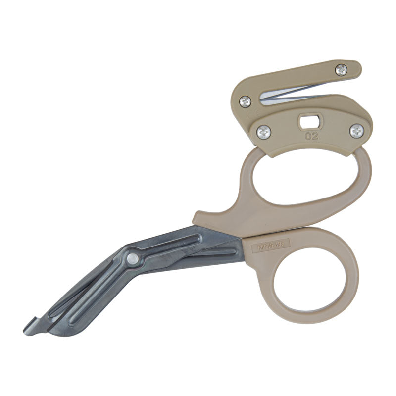 Ripshears Tactical Coyote medical shears with black TiCN coated blades and coyote tan handles