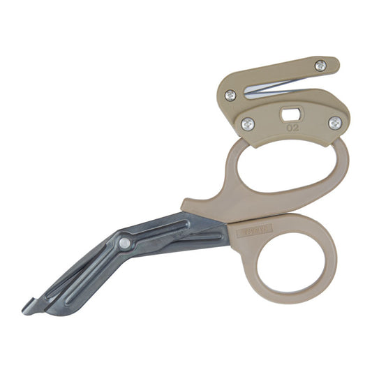 Ripshears Tactical Coyote medical shears with black TiCN coated blades and coyote tan handles