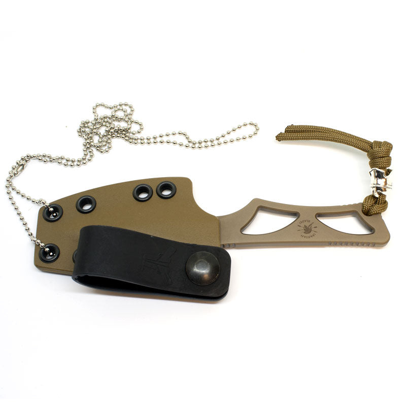 Spartan Blades Enyo - Inside Waist Band / Neck Knife EDC - FDE with Tan Kydex Sheath - Tactical Edge