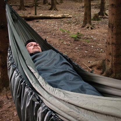 Snugpak Hammock Quilt in olive green with Travelsoft insulation and compression stuff sack