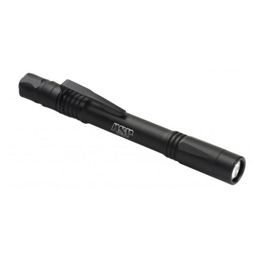 ASP Scribe AAA Black tactical flashlight with rear button activation and pocket clip