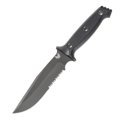 Benchmade 119SBK Sibert Arvensis black serrated fixed blade knife with G10 handle and Boltaron sheath