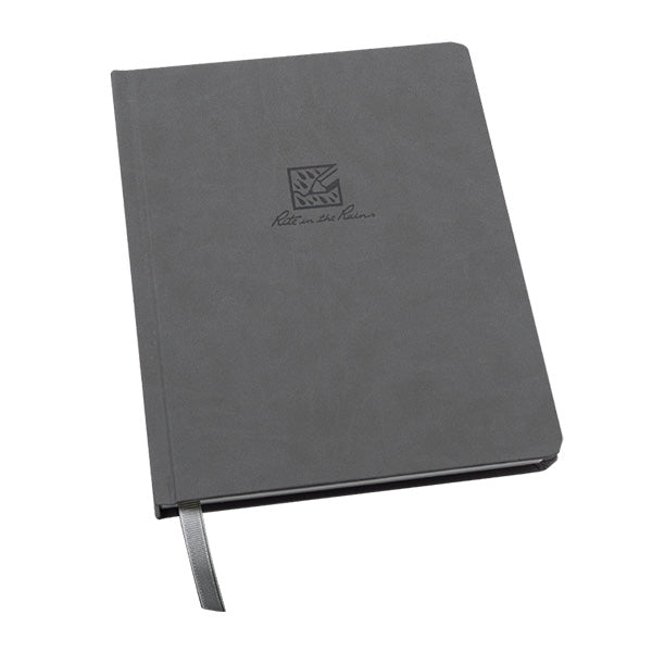 Rite in the Rain Centennial Large Bound Book with gray cover and dot grid pages open