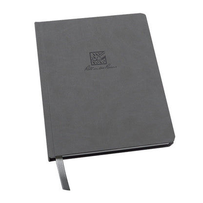 Rite in the Rain Centennial Large Bound Book with gray cover and dot grid pages open