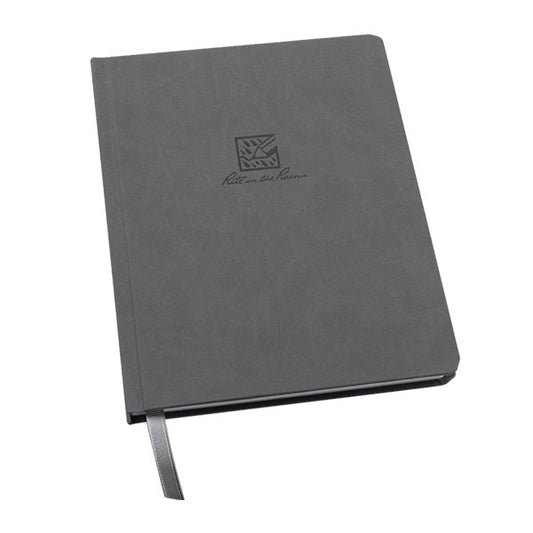 Rite in the Rain Centennial Large Bound Book with gray cover and dot grid pages open