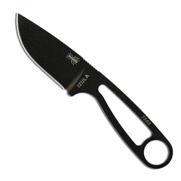 ESEE Izula black fixed blade knife with textured powder coat finish and black molded sheath