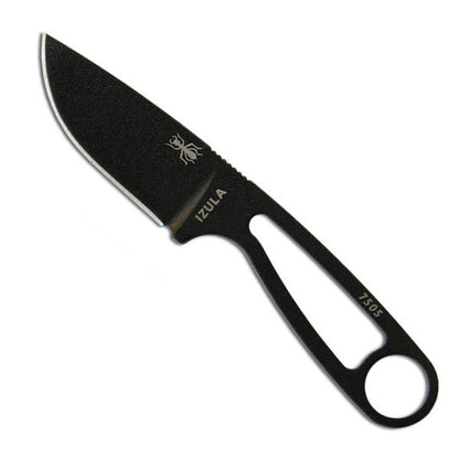 ESEE Izula black fixed blade knife with textured powder coat finish and black molded sheath