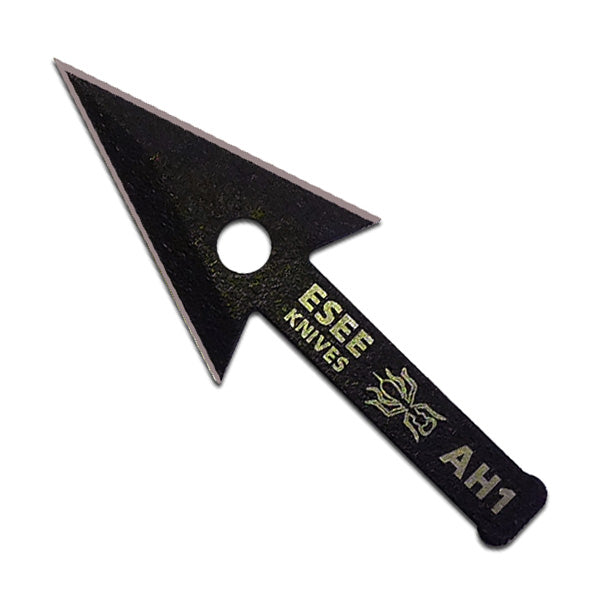 ESEE AH1 Arrowhead compact cutting tool with powder coated 1095 carbon steel blade in traditional arrowhead shape