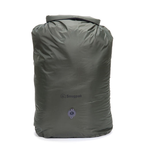 Snugpak Dri-Sak 40L waterproof storage bag with roll-down closure and air valve in olive color