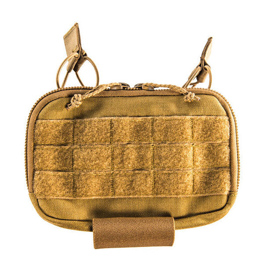 High Speed Gear Mini Map V2 horizontal admin pouch in coyote brown with MOLLE attachment clips