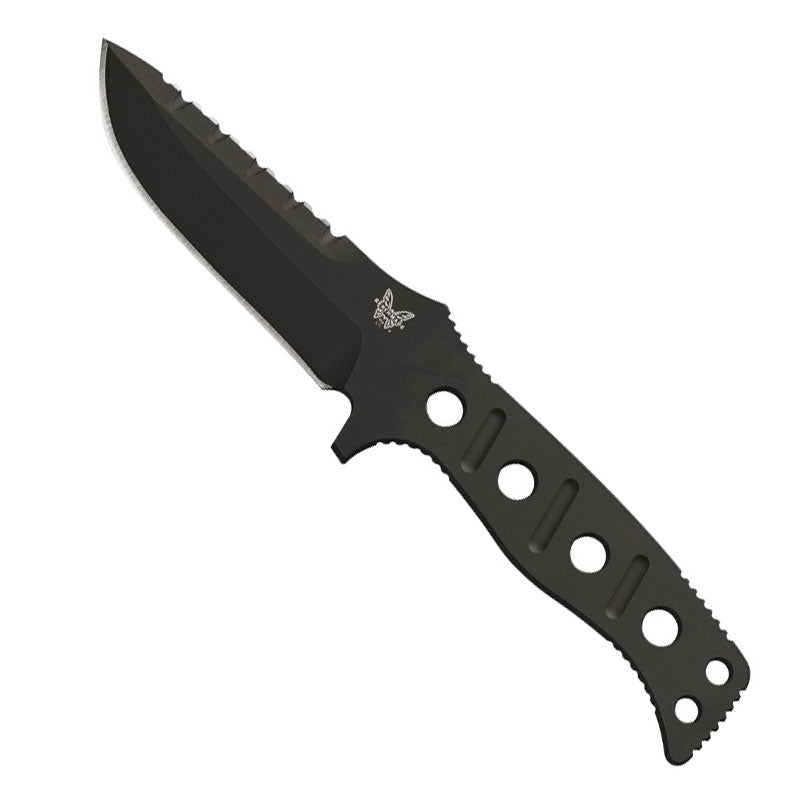 Benchmade 375BK Fixed Adamas black tactical knife with paracord wrapped handle and black injection molded sheath