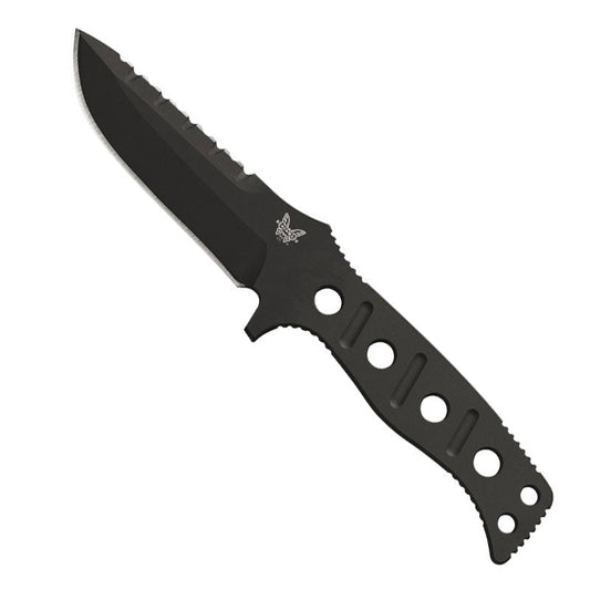 Benchmade 375BK Fixed Adamas black tactical knife with paracord wrapped handle and black injection molded sheath